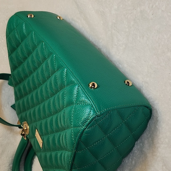 St. John Kelly quilted  Green Leather Sachel's handbag Preppy - Picture 11 of 16